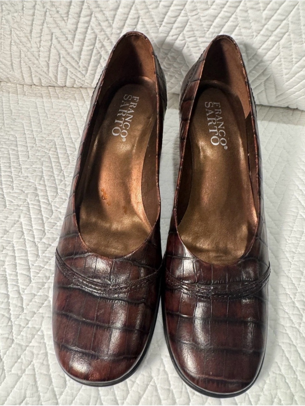 Franco Sarto Brown Croc-Embossed Flats